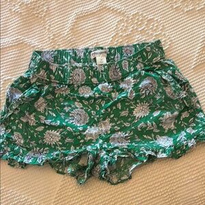Green Floral Girls Shorts